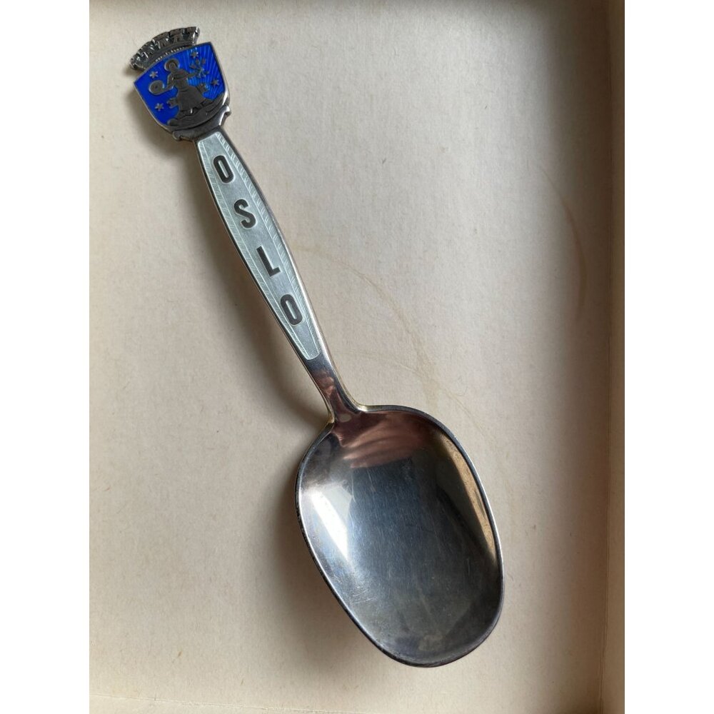 David Andersen Sterling Silver & Enamel Tea Caddy Spoon